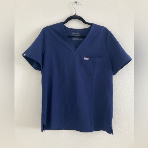 Figs Tops - Figs Navy Blue Short Sleeve Tee